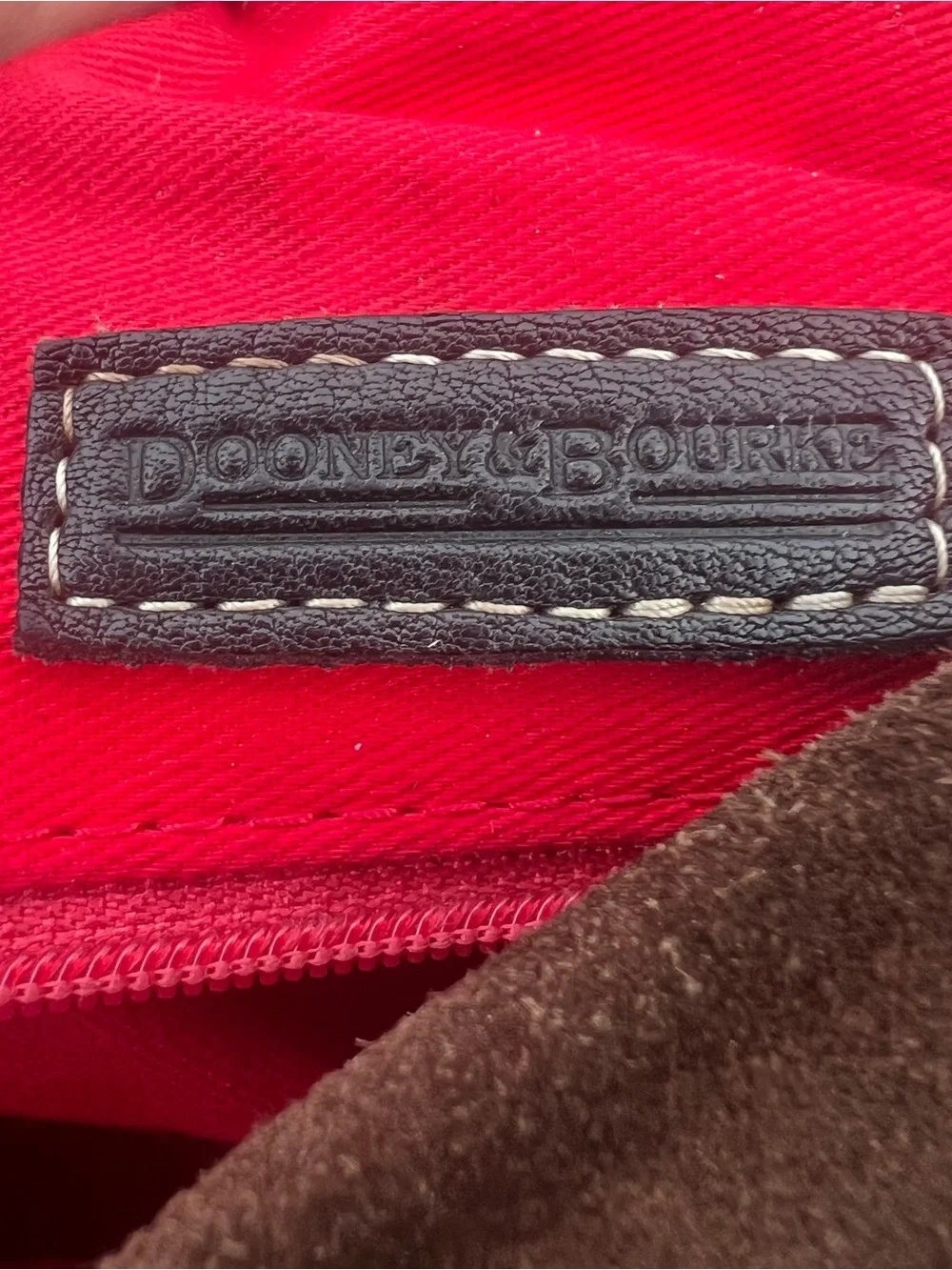Vintage Dark Brown Suede Dooney & Bourke Y2K Era Lock Sac Clip Closure Bag